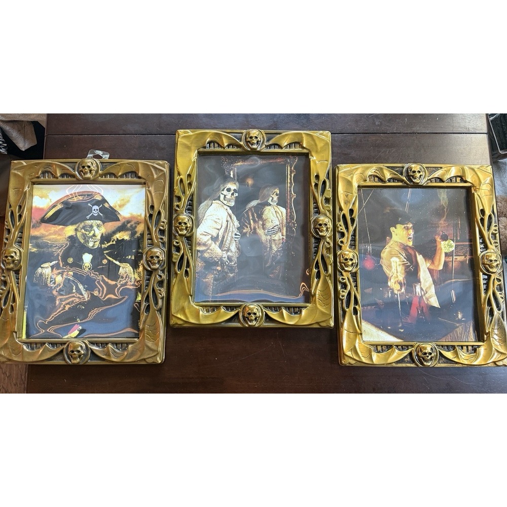 Set of 3 Vintage Plastic Gothic 3D Alchemy Image Change Haunted Pictures 12x15